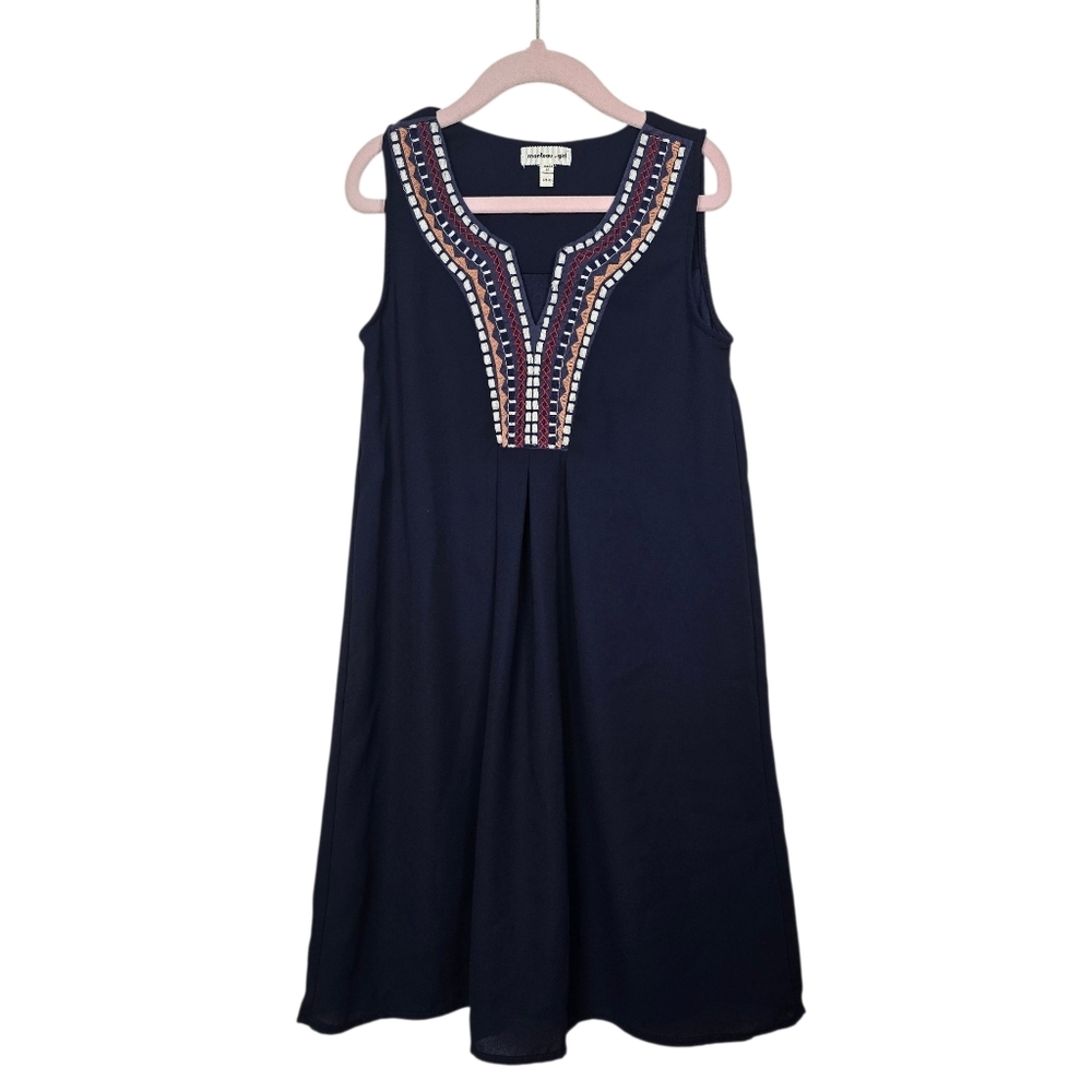 Monteau Girl Blue V Neck Sleeveless Dress S (7/8)